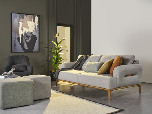 Ottoman Textile Living Room Luxury Modern Tables Gray Wood Textile Footstool