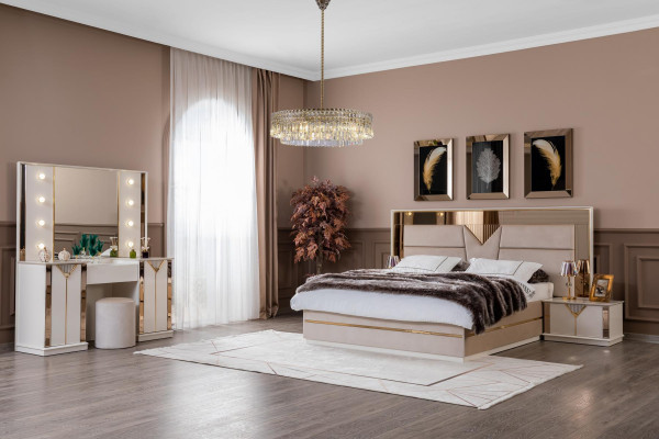 Golden bed double bed bedroom beds furniture designer double bed beige
