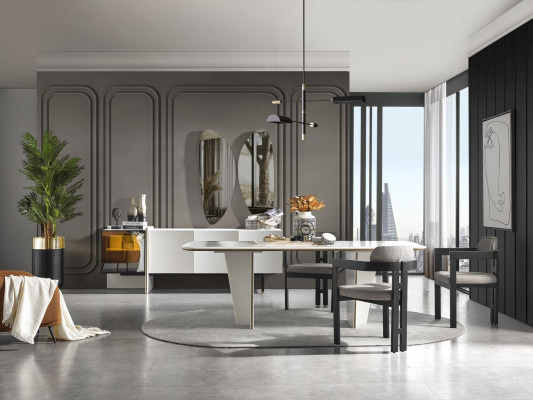Chair Dining Room Modern Wood Luxury Design New Upholstery Wood with Textile