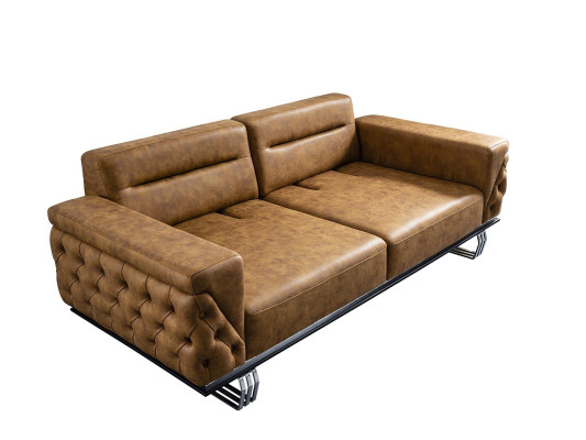 Sofa 3-seater living room design furniture style modern new brown luxury