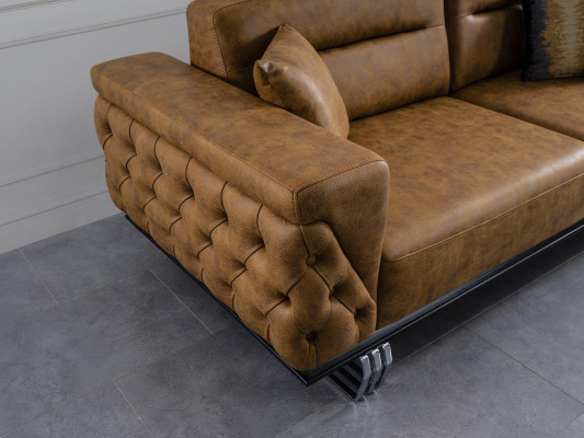 Sofa 3-seater living room design furniture style modern new brown luxury