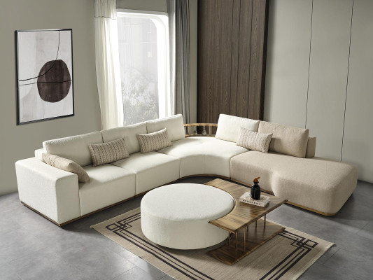 Corner sofa L shape coffee table stool living area living room upholstery 3-piece set