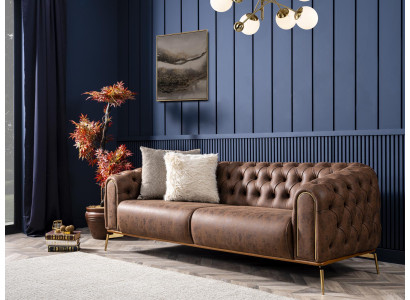 Chesterfield Sofa 3-Seater Couch Furniture Sofas Living Room 230cm