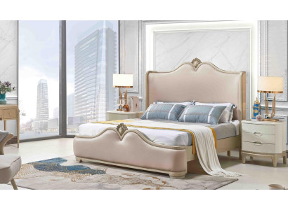 Baroque bedroom set with bed and bedside tables without sharp edges