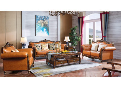 American upholstered leather sofa couch set 321 wood seaters