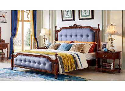 Bedroom bed nightstand bedding set wooden bed frame set 3-piece.