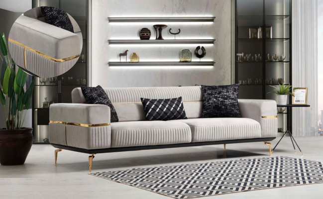 Luxury Sofa Set Sofa Upholstery Group Sofas 3+3+1 Seater Armchair 3-piece Velvet Set