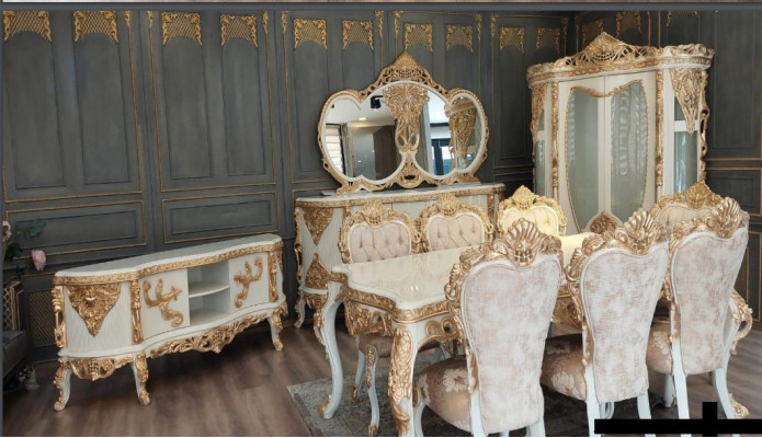 Royal dining room furniture set with gilded carvings