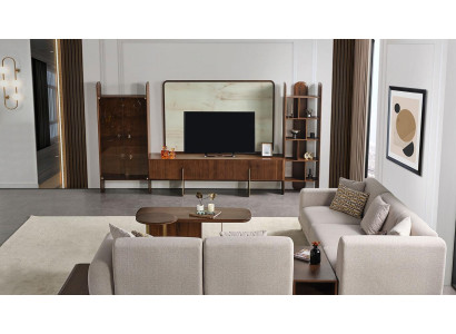 6-piece living room set by Braun: Wall unit + coffee table and side table, new