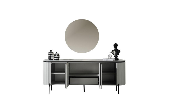 Stylish dining room set consisting of a sideboard and mirror, white color, 2 pieces.