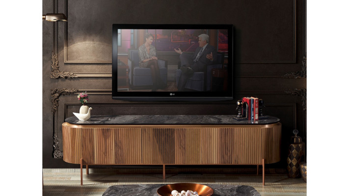 Elegant TV Lowboard Brown Color Luxurious Furniture for Living Room Novelty