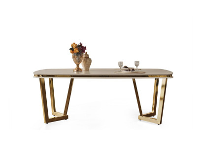 Dining table, dining room, wood, dining tables, style, modern, beige, design, stainless steel