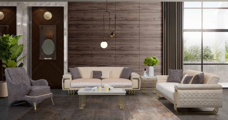 Designer living room set luxury three-seater coffee table side table