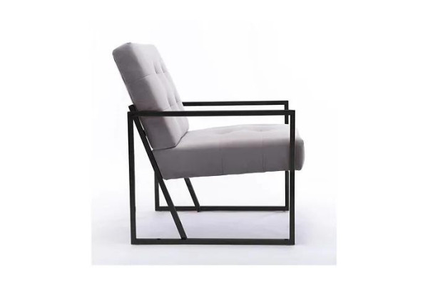 Living room armchair purple color metal legs textile 1-seater Chesterfield