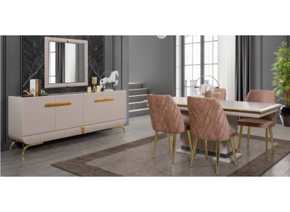 Exclusive stainless steel dining room furniture dining room set sideboard mirror