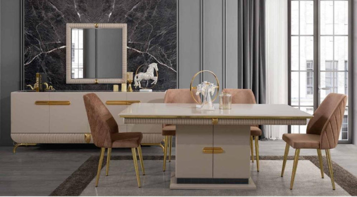 Exclusive stainless steel dining room furniture dining room set sideboard mirror