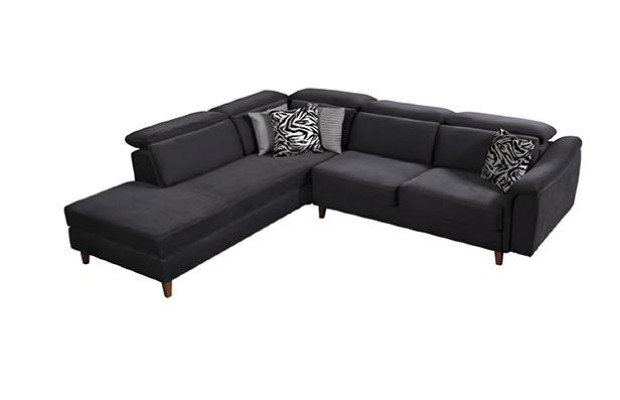 Black upholstered corner sofa L-shape couch living room living landscape new