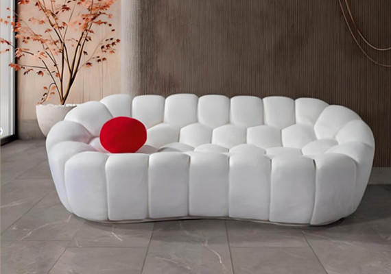 White Upholstered Sofa Designer 3-Seater Living Room Couches Three-Seater New