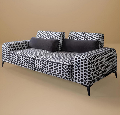 Stylish 3-seater patterned sofa upholstery couches living room wooden frame