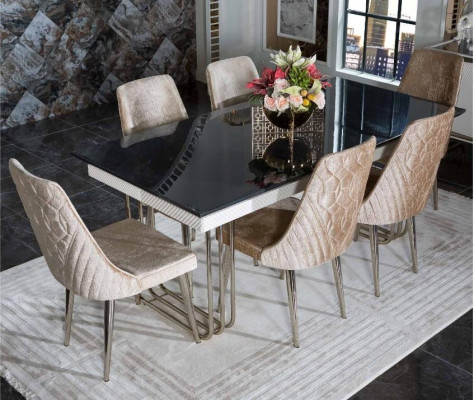 Stylish dining room furniture stainless steel set dining table sideboard mirror