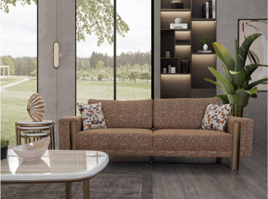 Stylish Brown Living Room Sofa Set Designer 3-Seater 1-Seater 3-piece Set