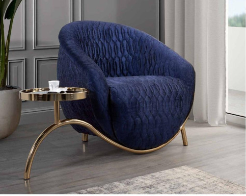 Blue relaxing armchair designer single-seater side table luxurious design