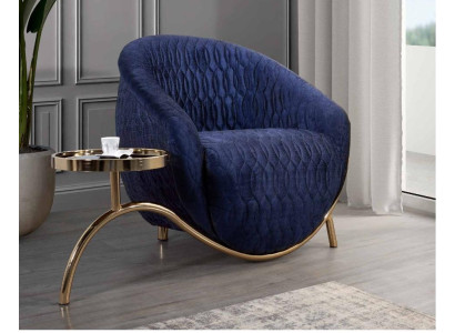 Blue relaxing armchair designer single-seater side table luxurious design