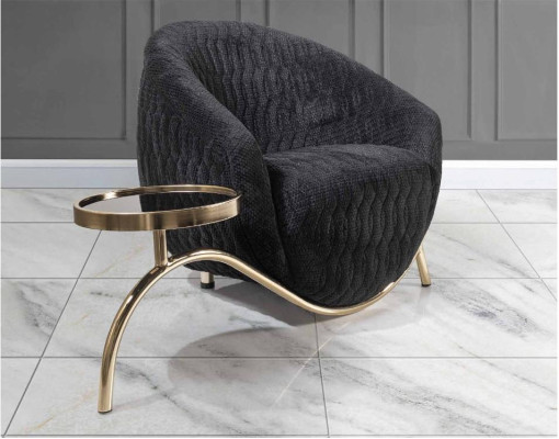 Black club chair, designer cocktail chair, modern single-seater chair