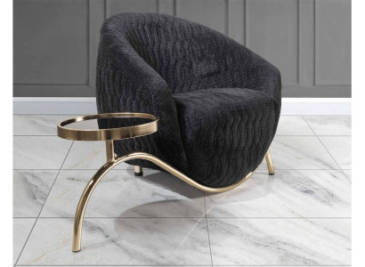 Black club chair, designer cocktail chair, modern single-seater chair