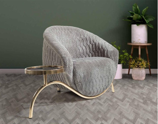 Gray Upholstered Single-Seat Living Room Designer Club Armchair Noble 1-Seater
