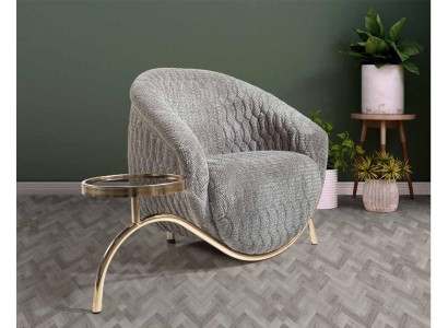 Gray Upholstered Single-Seat Living Room Designer Club Armchair Noble 1-Seater