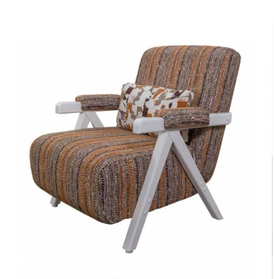 Multicolored armchair designer seating luxurious upholstered single-seater
