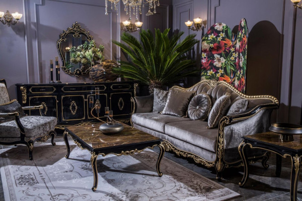 Classic luxury sofa 3-seater sofas seating fabric design couch style textile