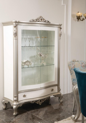 Dining room set ensemble display cabinet table 6x chair sideboard mirror Art Deco 10-piece set