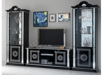 Living room wall unit set, display cabinet, chest of drawers, wall shelf, display cabinets, 3-piece set.