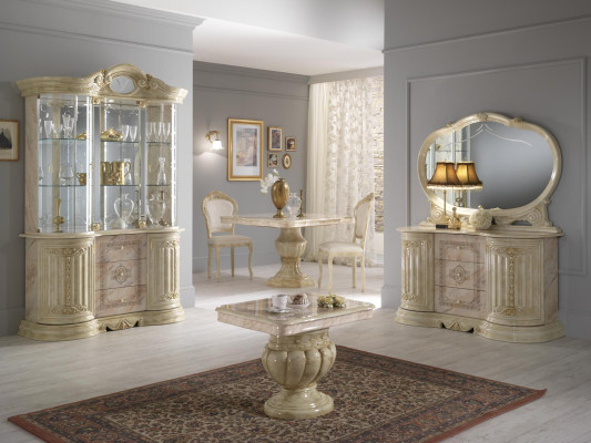Luxury living-dining room set 2-piece suite table sideboard classic display cabinet table