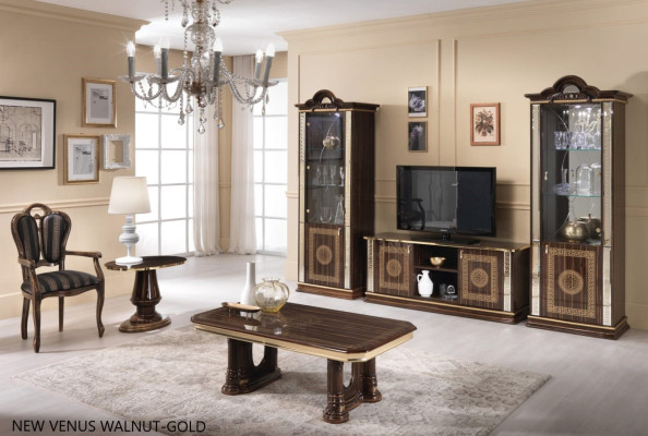 Italian living room wall furniture cabinet showcase rtv 3-piece set luxury tv display glass