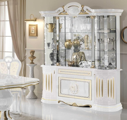 Display cabinet Italian furniture living room cupboard white gold glass cabinet cupboards new