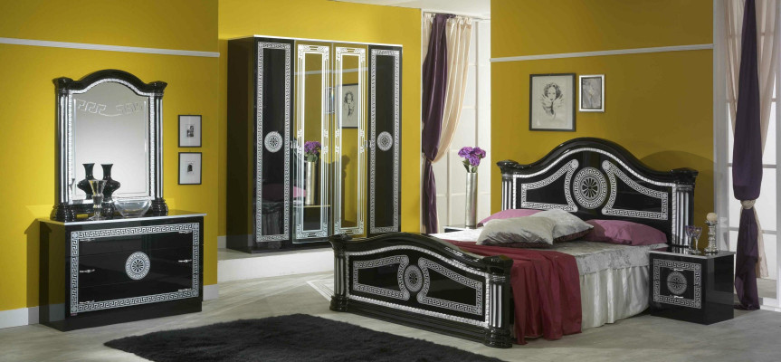 Bed 2x Nightstands 3-piece. Italian Furniture Bedroom Beds Wood New Set
