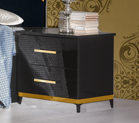 Classic bedroom set bed 2x nightstand dresser 3-piece set beds black