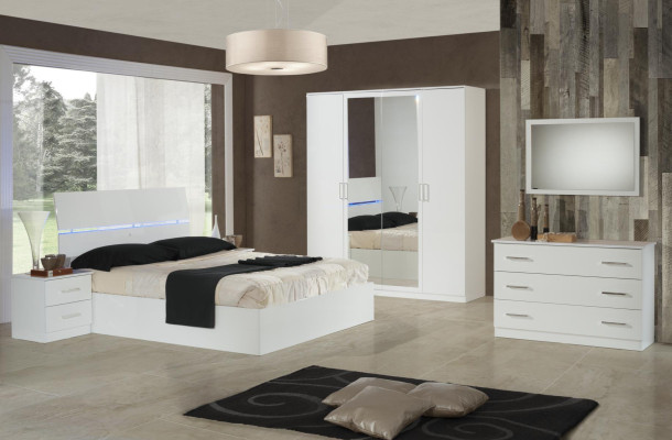 Classic bedroom bed hotel double textile beds upholstery made in Italy