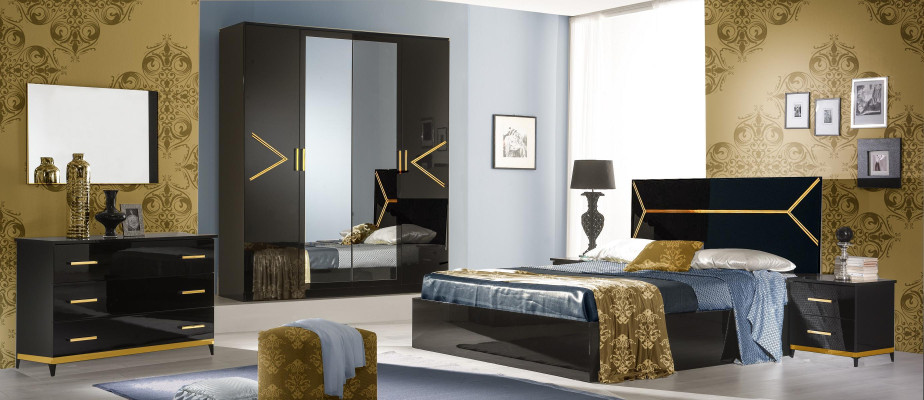 High-gloss sideboard cabinet wooden mirror dresser console set of 2