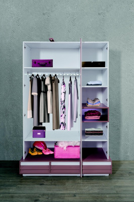 Children's room youth room wooden wardrobe children's wardrobe 4-door white