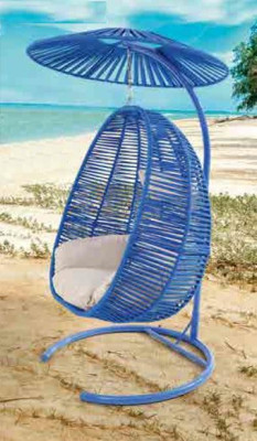 Oval shell chair, red rattan with stainless steel, for comfortable relaxation, new
