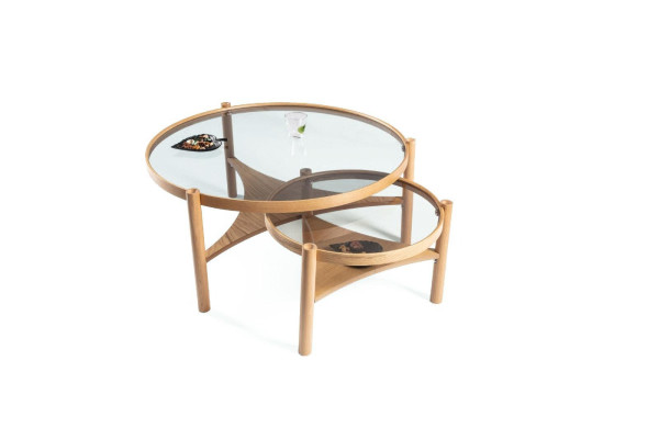 Living room set 2 pcs round 2x coffee tables modern designer furnishings