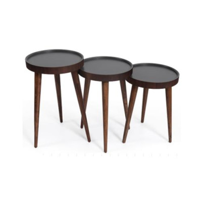 Brown Wood 3x Coffee Tables Living Room Complete Side Table Luxury Tables