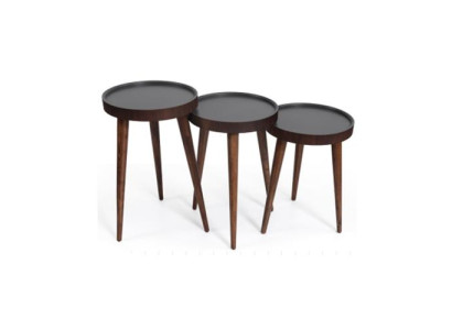 Brown Wood 3x Coffee Tables Living Room Complete Side Table Luxury Tables
