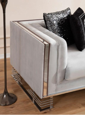 White Modern Textile Sofa Living Room 3-Seater Luxury Upholstered Couch