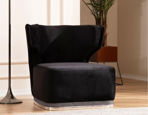 Modern upholstered armchair black recliner living room stainless steel feet
