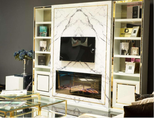 Wall unit RTV lowboard TV stand white luxury gold vittinen wood modern
